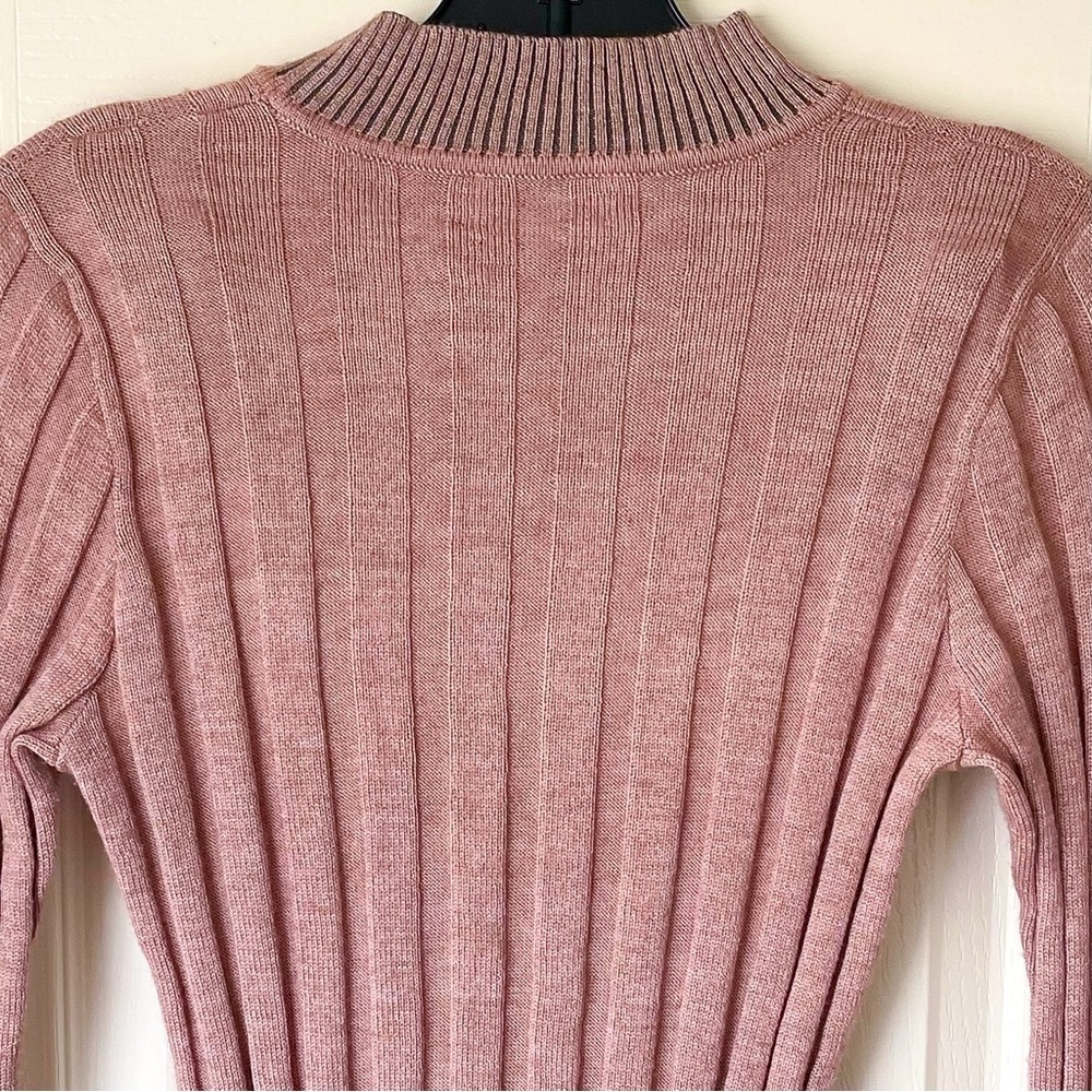 Qiviuk Ines Pullover Sweater Bison Merino Mulberry Silk Knit Pink Small EUC - Picture 8 of 11
